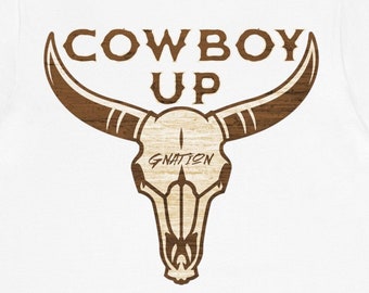 Cowboy up skull Cowboy Up White T-Shirt, Country Western Tee, Rodeo Shirt, Horse Lover Gift, Wild West Graphic Tee,Comfort Colors, Baggy