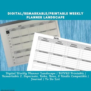 Remarkable Weekly Planner Landscape | BONUS Printable | Planner for Organizing | Productivity Tool | Stationery | Effective Planning Tool