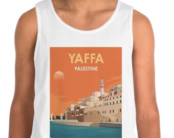 Camiseta sin mangas gráfica Yaffa Palestine: unisex, algodón grueso, estilo vintage