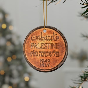 Palestine Coin Ceramic Ornaments (1pc, 3pcs, 5pcs, 10pcs), Palestine Authentic Coin, Palestine Holiday Ornaments