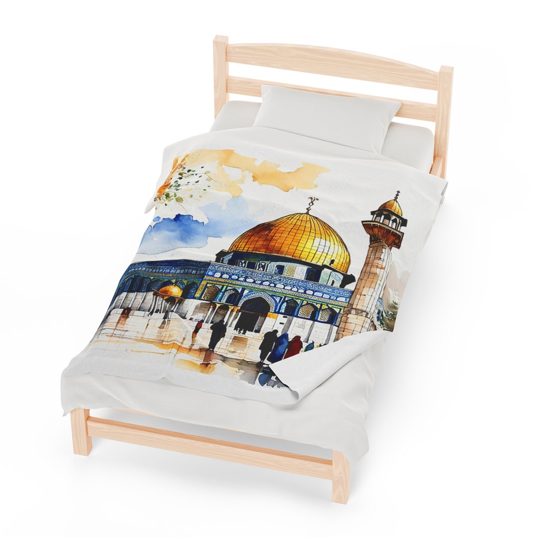 Palestine Velveteen Plush Blanket Al Aqsa Blanket Jerusalem Etsy