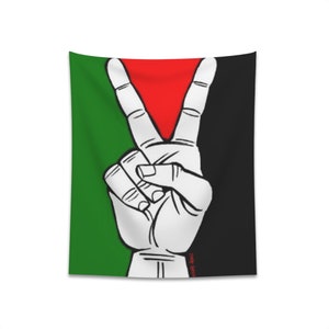 Palestine, Palestine Peace Printed Wall Tapestry, Palestine Peace Sign Tapestry, Gaza Strong