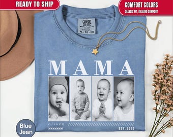 Custom Photo Mama Shirt, Custom Mom Photo Shirt, Personalized Comfort Colors Shirt for Mom, Mothers Day Gift, New Mom Shirt, Grandma Gift
