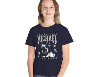 Personalized Baseball Mom Shirt Comfort Colors Custom Photo Sport Player Shirts