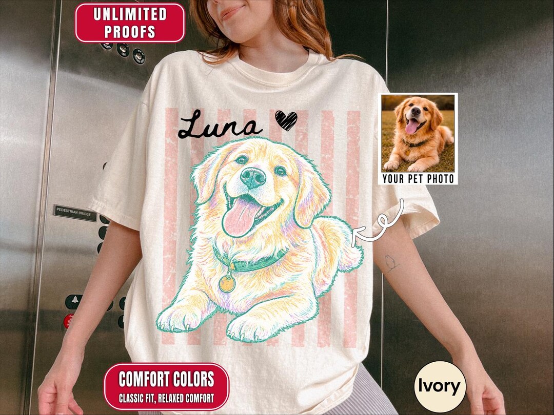 Custom Retro Golden Retriever Shirt Comfort Colors Personalized Dog ...