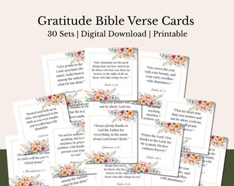 Cartes de versets bibliques à imprimer sur la gratitude et l'action de grâce, versets floraux à télécharger