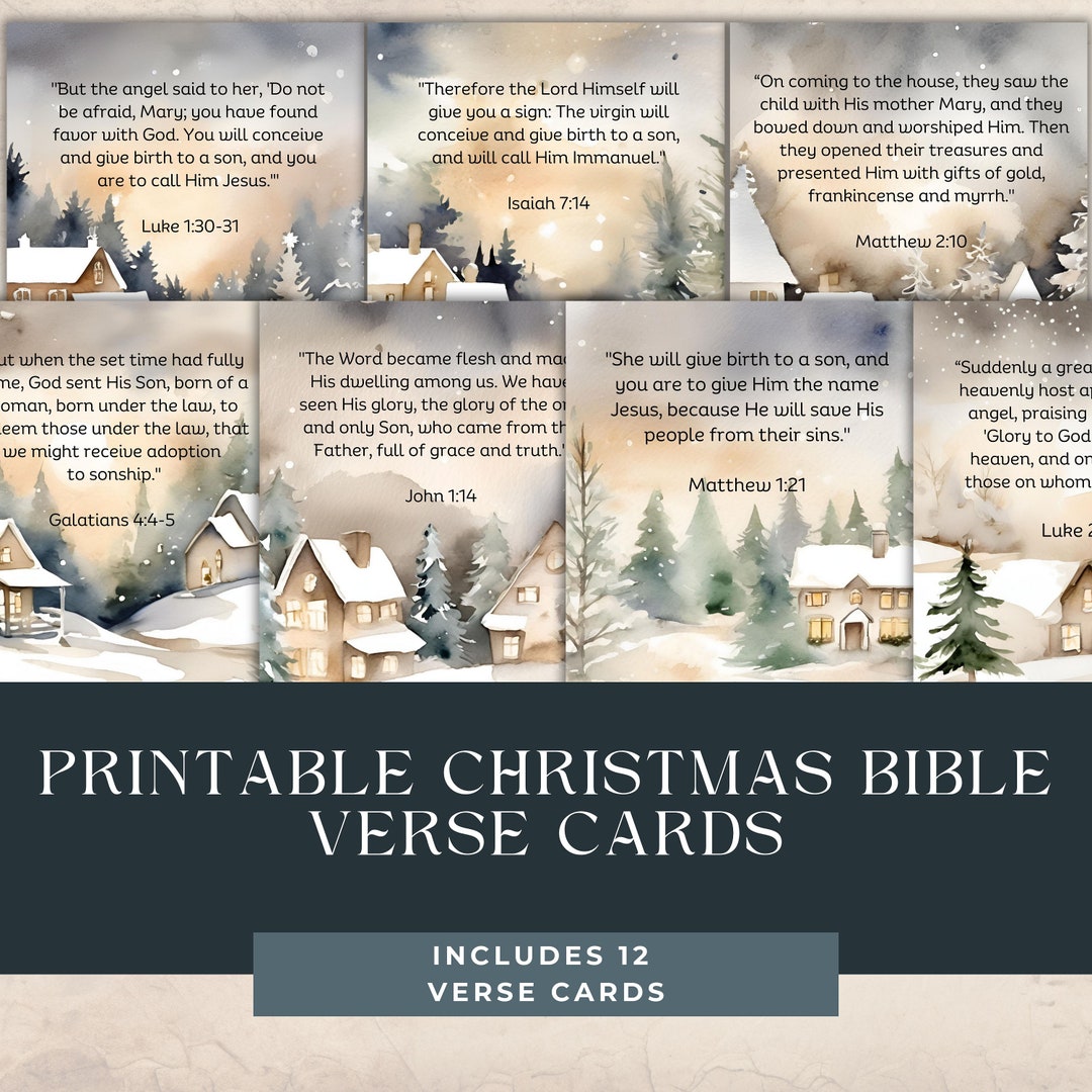 12 Printable Christmas Bible Verse Cards Greeting Cards With Bible ...