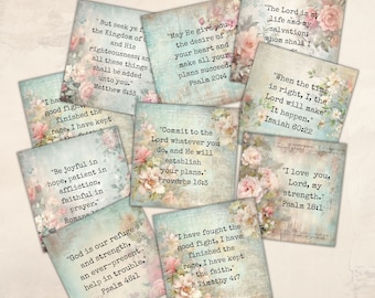 Shabby Chic Bible Verse Cards: Printable Scripture Ephemera (Digital Download)