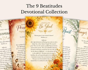 Cartes aquarelle bohèmes des Béatitudes, journal de réflexion sur les versets bibliques (téléchargement numérique)