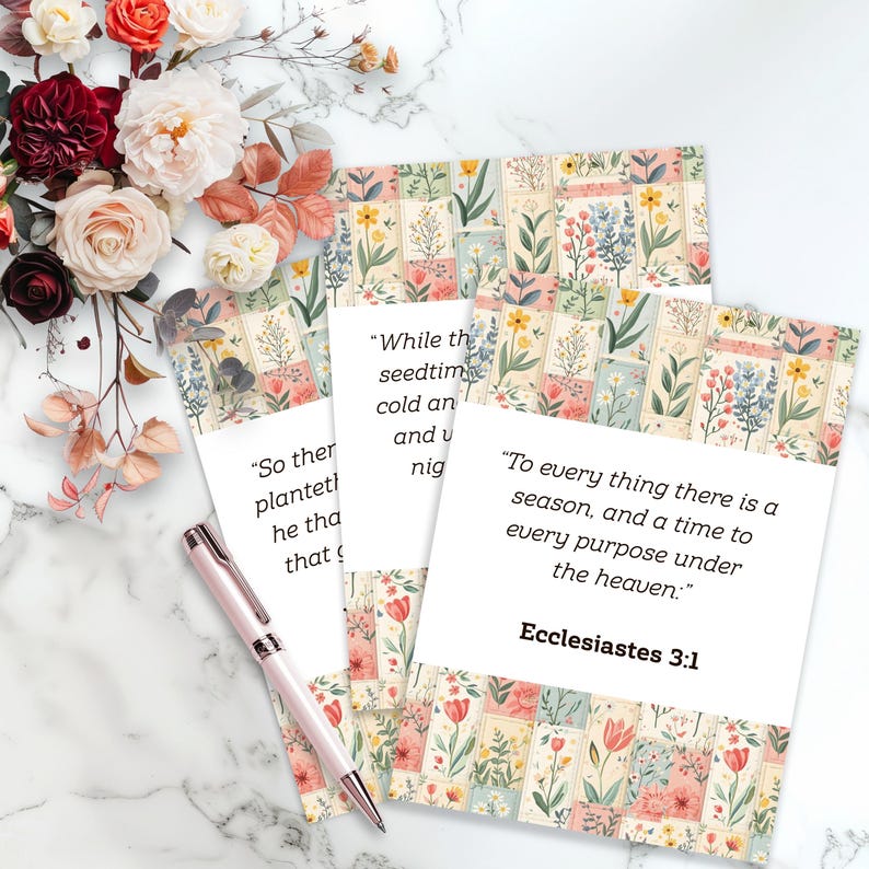 Printable Spring Bible Verse Cards - 30 Christian Scripture Cards KJV ...