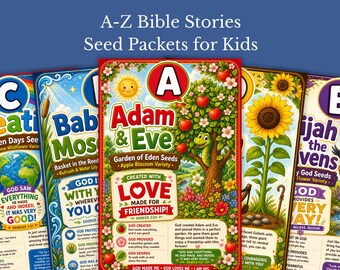 Cartes à collectionner sur les histoires bibliques de A à Z | Activité manuelle imprimable sur les Écritures (Téléchargement numérique)