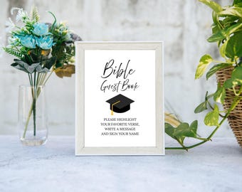 Graduation Bible Guest Book Sign Printable, Grad Party Guest Book Sign Instant Download, Faith-based Guest Book Sign