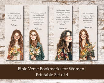 Signets de versets bibliques pour femmes - Impressions d'art bibliques (téléchargement numérique)