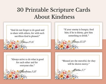 Versets bibliques à imprimer sur la bonté | 30 cartes de versets bibliques chrétiens | Encouragement pour la foi