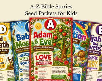 Cartes à collectionner sur les histoires bibliques de A à Z | Activité manuelle imprimable sur les Écritures (Téléchargement numérique)