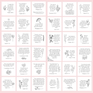 36 tarjetas imprimibles con versículos bíblicos alentadores, tarjetas imprimibles de las Escrituras, mini tarjetas de las Escrituras, imprimibles de autocuidado, imprimibles digitales