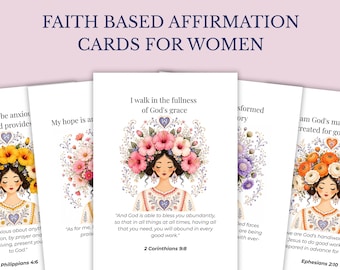 30 cartes d'affirmations chrétiennes pour femmes, versets bibliques à imprimer, cadeaux de foi, art scandinave, téléchargement instantané