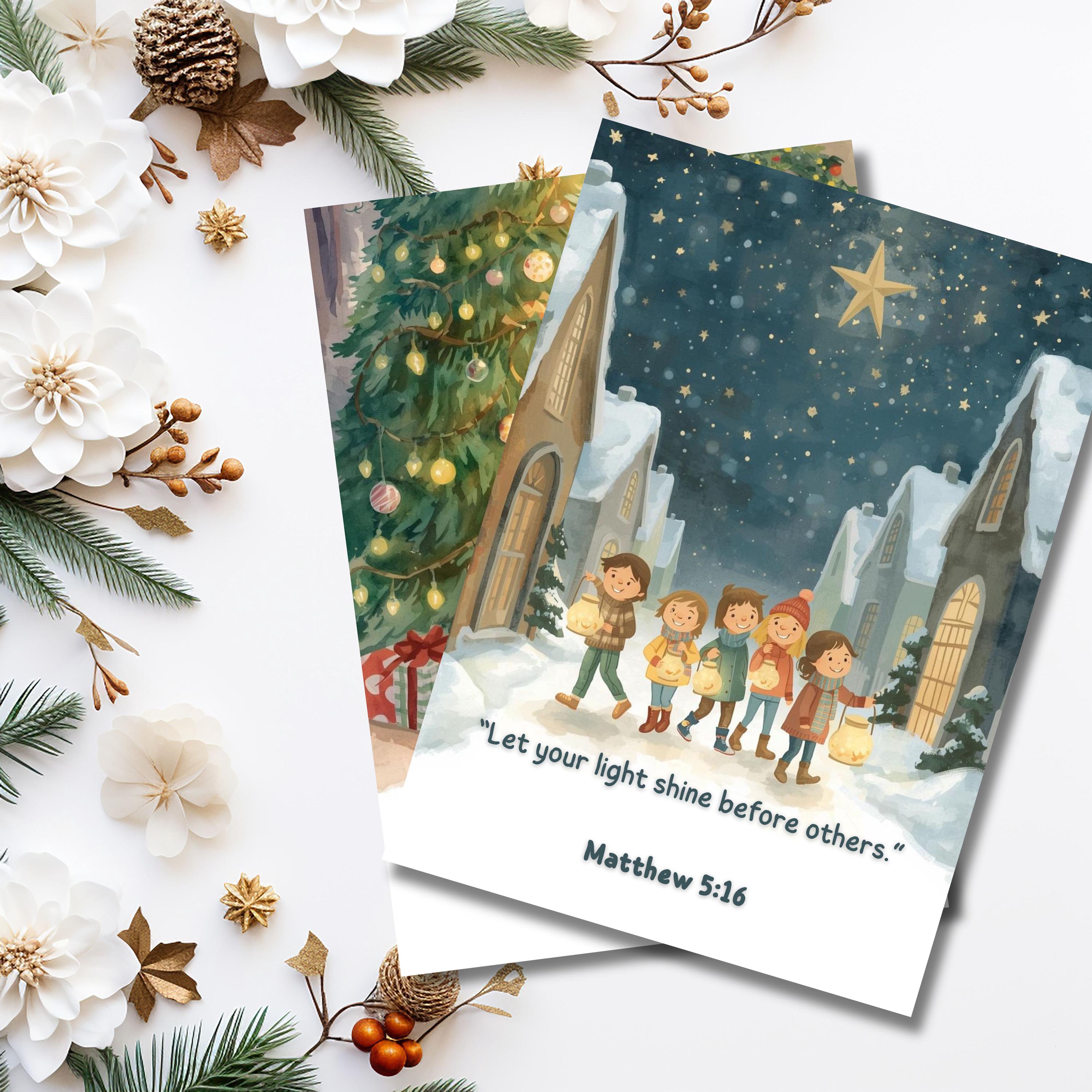 Christmas Bible Verse Cards for Kids: Watercolor Printables (digital ...