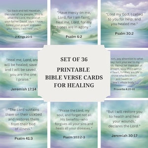36 tarjetas imprimibles con versículos bíblicos para la curación, tarjetas de las Sagradas Escrituras para pacientes con cáncer, descargas digitales de versículos cristianos