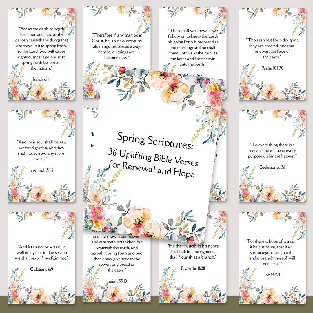 Spring Memory Verses Spring Bible Verse Cards: Floral KJV Scriptures (digital Download) - Etsy