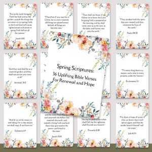 Escrituras da Primavera para Imprimir, 36 Versículos Bíblicos Inspiradores para Renovação e Esperança, Bíblia KJV, Download Instantâneo, Devocionais Diários, Presentes Cristãos