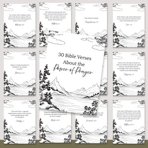 Bibelverse über die Kraft des Gebets Druckbare Karten, 30 Schriftkarten, Gebetskarten Sofortiger Download, Glaubenskarten für Christen