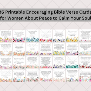 Cartes imprimables de versets bibliques pour femmes sur la paix pour calmer votre âme, cartes bibliques, versets chrétiens, encouragements, aquarelles de fleurs
