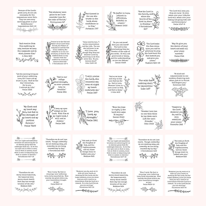 36 Encouraging Bible Verse Cards, Printable, Scripture Cards, Mini ...