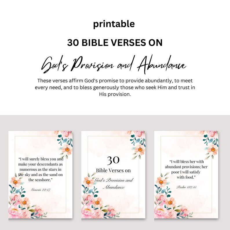 Scripture For Provision Printable Bible Verses on God’s Provision and Abundance – 30 Watercolor ...