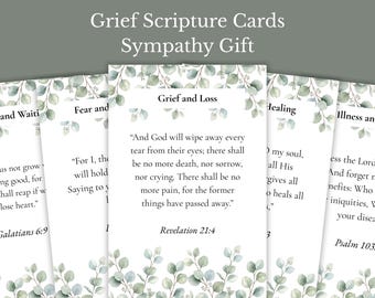 Cartes de condoléances avec versets bibliques pour le deuil : un cadeau réconfortant et chrétien pour la maladie et la perte. Ensemble de cartes d'encouragement à imprimer (téléchargement instantané).