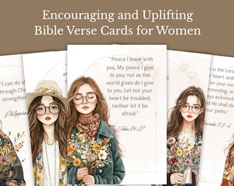 Cartes de versets bibliques style cottagecore pour femmes : versets bibliques KJV à imprimer pour encourager et édifier – Téléchargement instantané