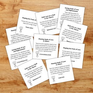 20 Cartões de Versículos Bíblicos Minimalistas para Imprimir: Sementes de Amor, Downloads Digitais de Mini Cartões de Escritura, Presentes Cristãos, Baseados na Fé, Estudo Bíblico