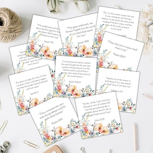 36 druckbare Bibelverskarten für Frühling, Blumenschriftkarten Sofortiger Download, christlicher Vers, Aquarellblumen, KJV Bibel