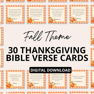 30 Gratitude Thanksgiving Bible Verse Cards Printable Autumn Scriptures Fall Harvest Theme Instant Download