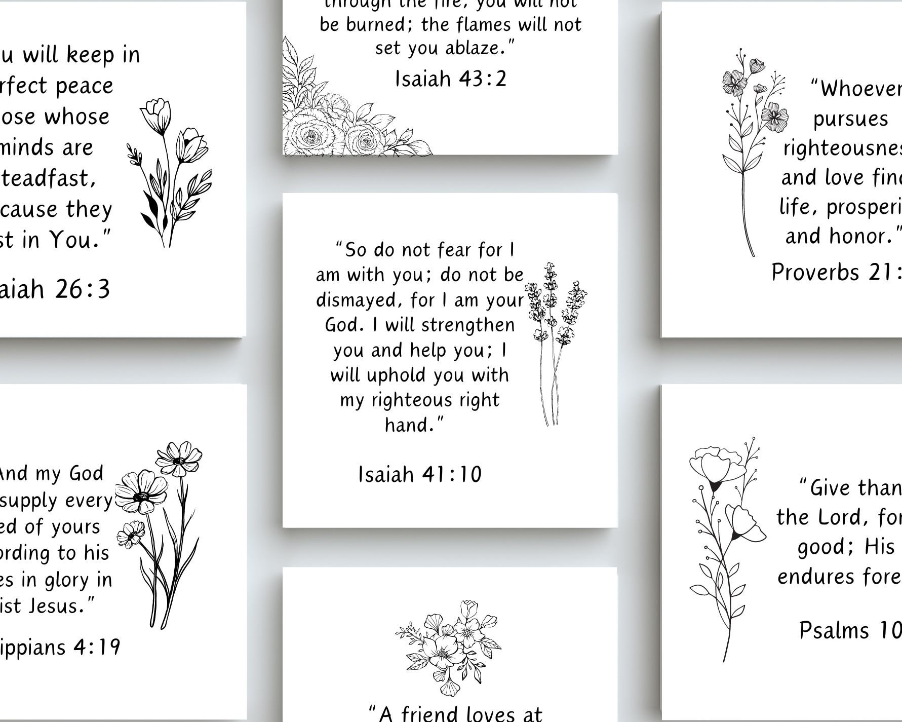 36 Encouraging Bible Verse Cards: Scripture Mini Prints (digital ...