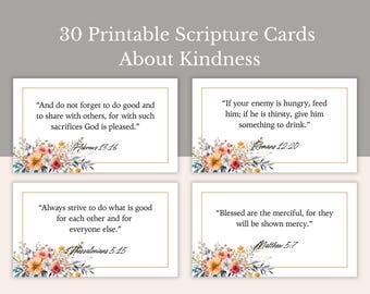 Versets bibliques sur la bonté à imprimer | 30 cartes de versets bibliques chrétiens | Encouragement pour la foi