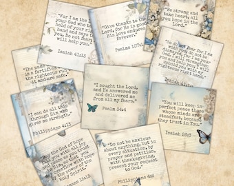 Vintage Bible Verse Cards: Printable Scripture Ephemera (Digital Download)