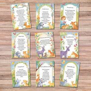 Set di 9 biglietti di preghiera per bambini stampabili / Padre Nostro / Angelo di Dio / Preghiera del mattino / Preghiera della buonanotte / Biglietti di preghiera per bambini