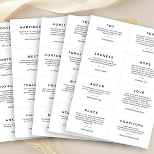 40 Cartões de Versículos Bíblicos Minimalistas para Imprimir: Cartões de Escrituras Inspiradoras para Todos os Humores, Presente de Encorajamento, Saúde Mental, Versículo Cristão