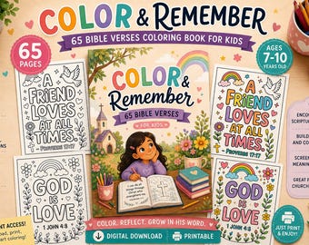 65 Bible Coloring Pages for Kids | Christian Coloring Book Printable | Scripture Coloring Pages | Faith-Based Activity Ages 7–10