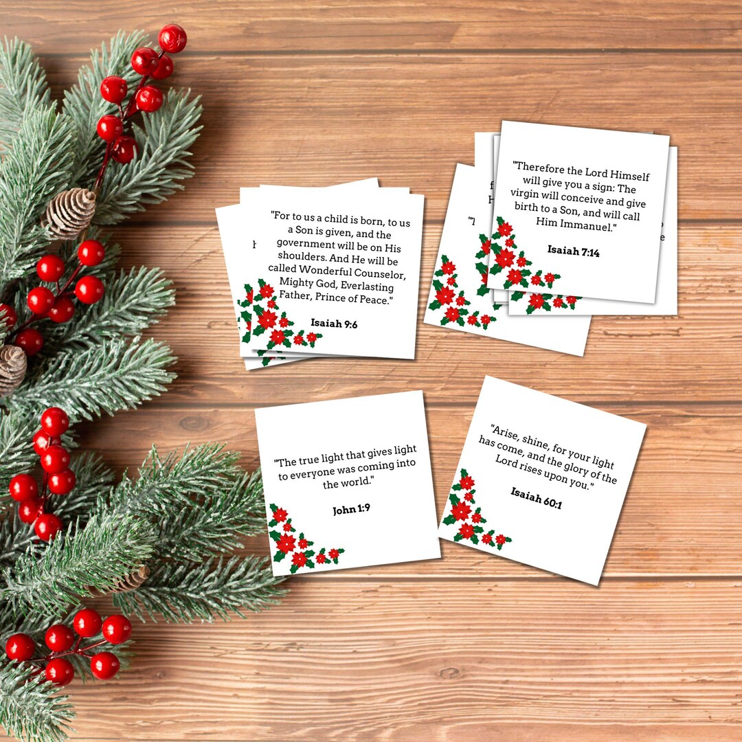 36 Printable Christmas Bible Verse Cards, Scripture Cards for Christmas ...