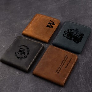 Cartera de cuero personalizada para Navidad, regalo para hombre, regalo de Navidad único para él, compañero de trabajo, billetera grabada personalizada, regalo para papá