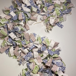 Spring Rag Garland, Mantel Decoration, Floral Rag Garland, Easter Decoration
