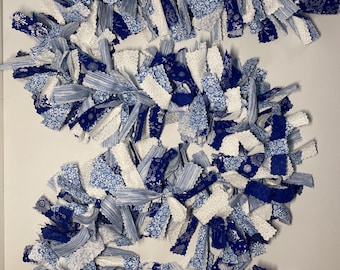 Winter Snowflake Rag Garland: Blue & White Holiday Mantel Decoration