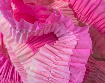 Triple-layer Ruffled Crepe Paper Streamer - pink