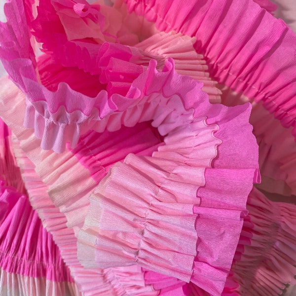 Triple-layer Ruffled Crepe Paper Streamer - pink