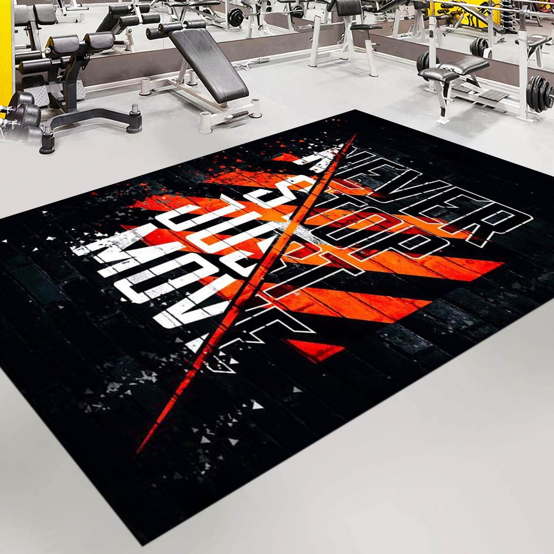 Motivational Gym Rug: Neon Cardio Pattern, Sports Room Decor - Etsy
