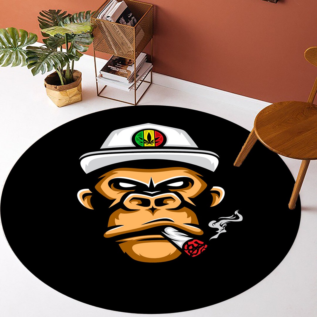 Monkey Ruground Rugmonkey Pattern Rugcircle Rugliving Room Etsy