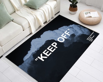 Keep Off Black Area Rug, Modern Graphic Polyester Rug