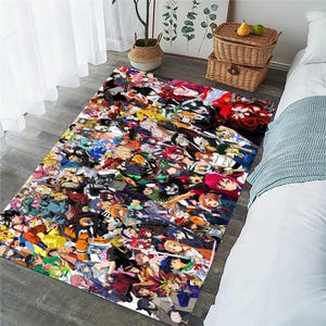 Alfombra de anime, alfombra con personajes de dibujos animados, alfombra de portada de revista para habitación de adolescentes, alfombra única, regalo para hijo, regalo personalizado, alfombra para sala de estar